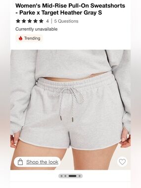 PARKE x Target Mid-rise Pull-on sweat shorts. Heather Grey NWT size Small